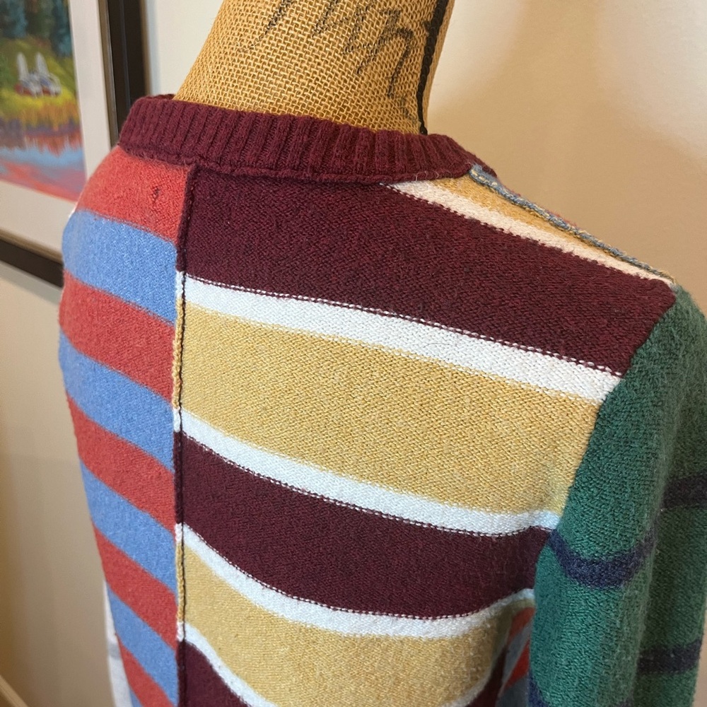 American Eagle Patchwork Crew Neck Sweater Stripe… - image 8